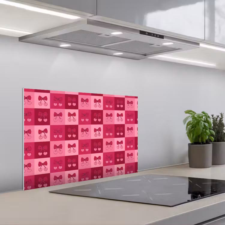 Paraschizzi cucina - Ciliegie - Fiocchi - Allegro - Rosa - Bordeaux — 1