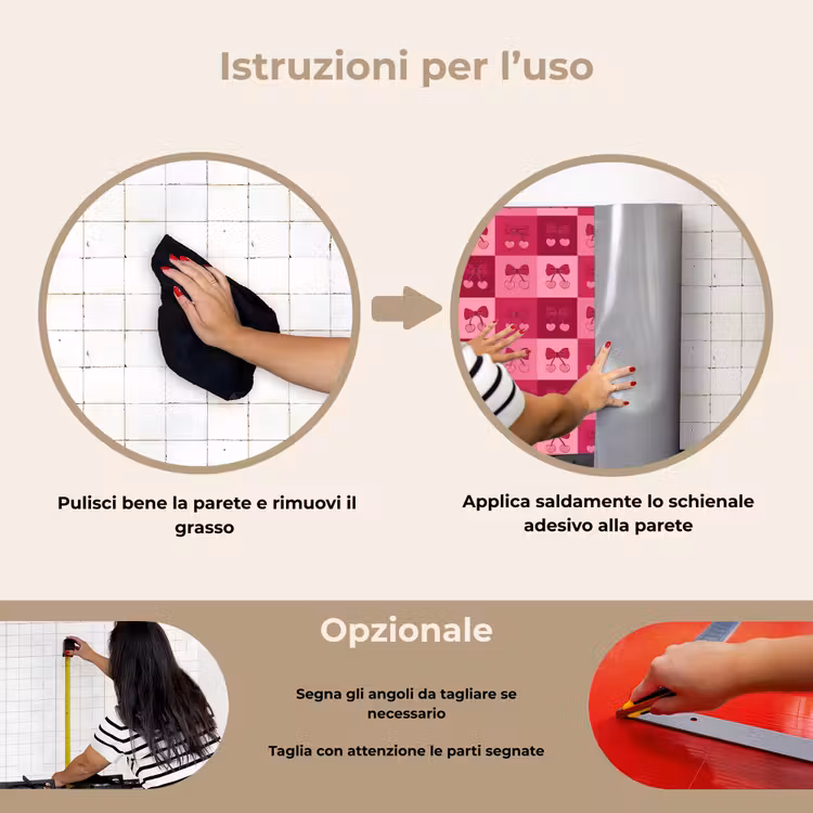 Paraschizzi cucina - Ciliegie - Fiocchi - Allegro - Rosa - Bordeaux — 6