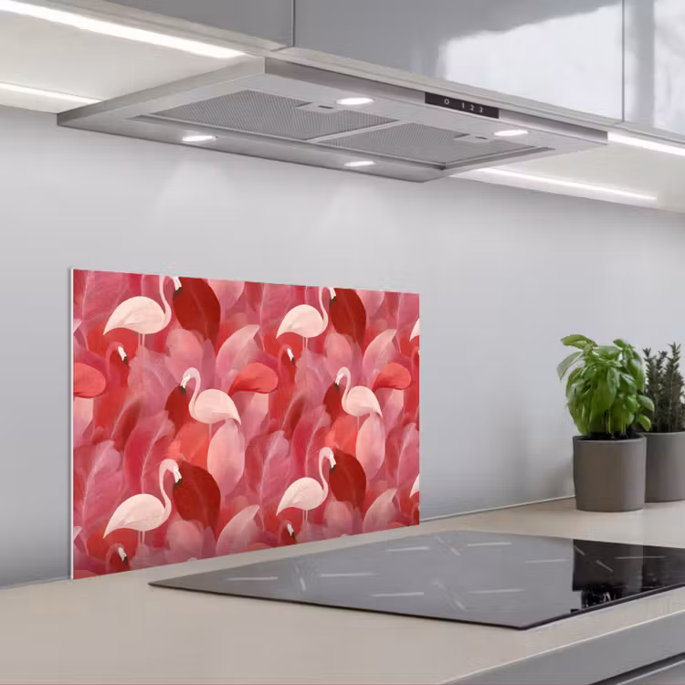 Paraschizzi cucina - Flamingo - Botanico - Elegante - Rosa - Rosso — 1