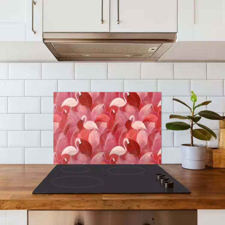 Paraschizzi cucina - Flamingo - Botanico - Elegante - Rosa - Rosso — 3