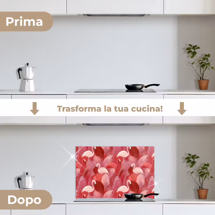 Paraschizzi cucina - Flamingo - Botanico - Elegante - Rosa - Rosso — 7