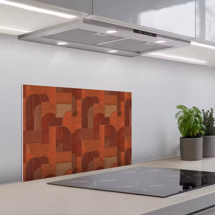 Paraschizzi cucina - Geometrico - Astratto - Trama - Marrone — 1