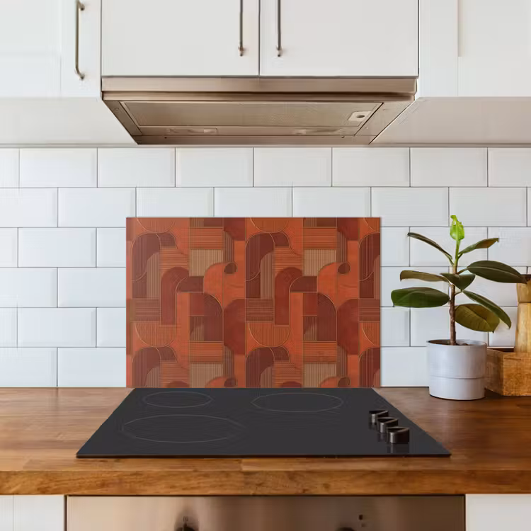 Paraschizzi cucina - Geometrico - Astratto - Trama - Marrone — 3