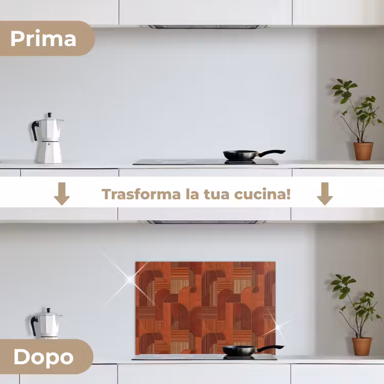 Paraschizzi cucina - Geometrico - Astratto - Trama - Marrone — 7