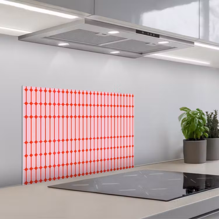 Paraschizzi cucina - Geometrico - Minimalista - Rosso - Rosa — 1