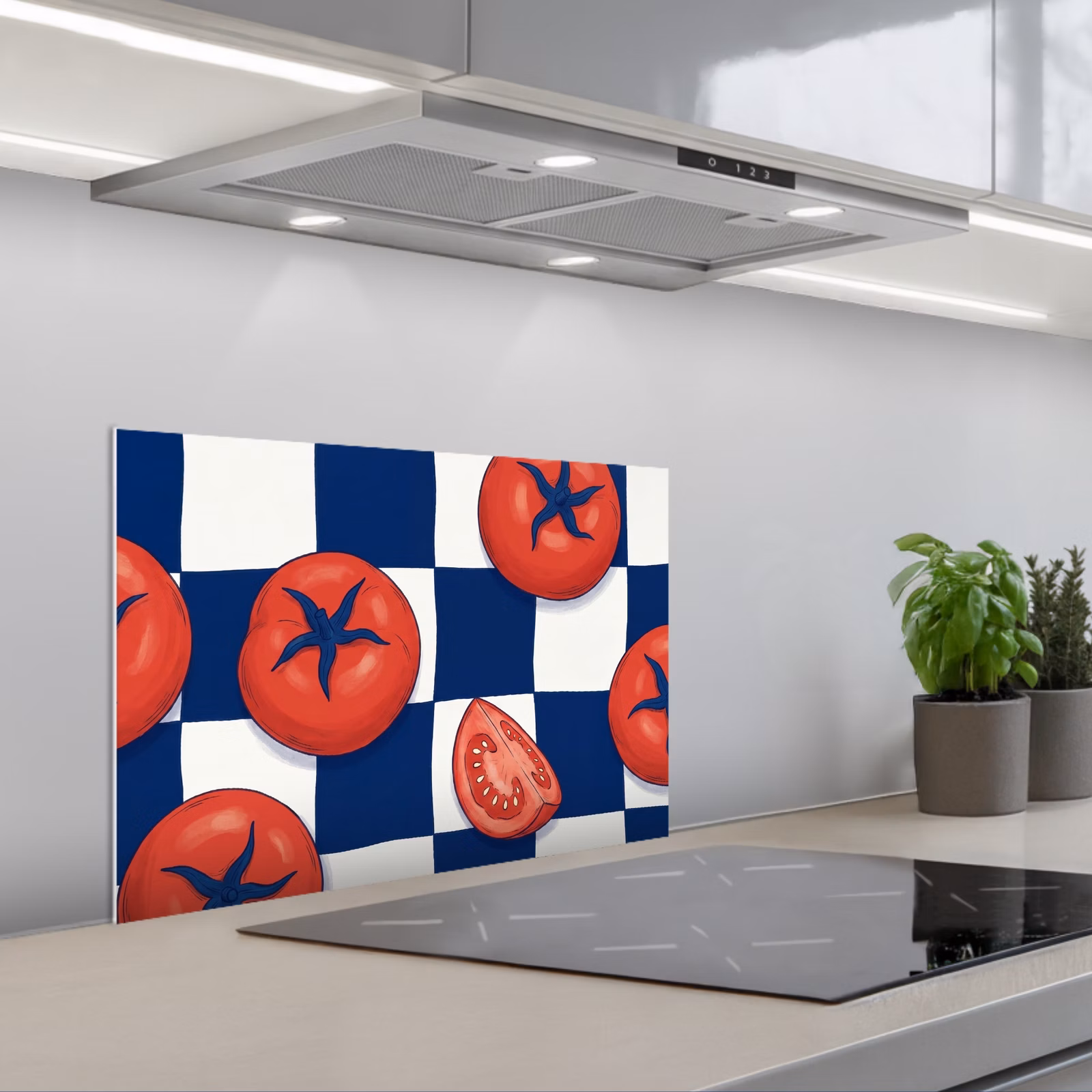 Paraschizzi cucina - Cibo - Pomodori - Cucina - Illustrazione - Rosso-Blu — 1