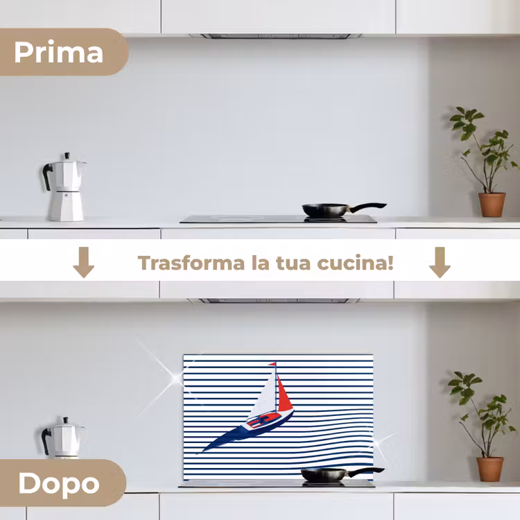 Paraschizzi cucina - Barca - Acqua - Astratto - Blu — 7