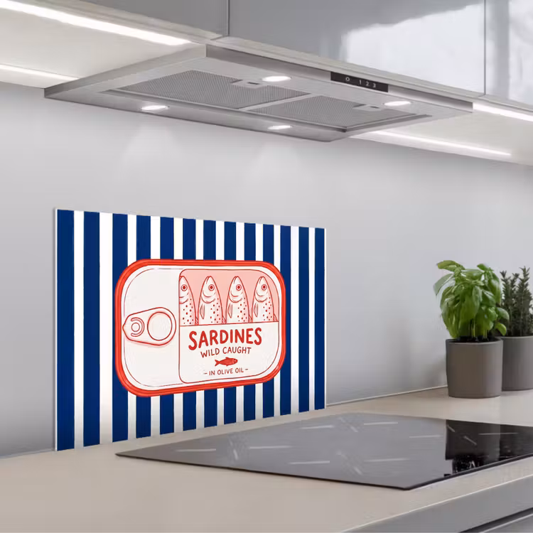 Paraschizzi cucina - Cibo - Pesce - In scatola - Illustrazione - Rosso — 1