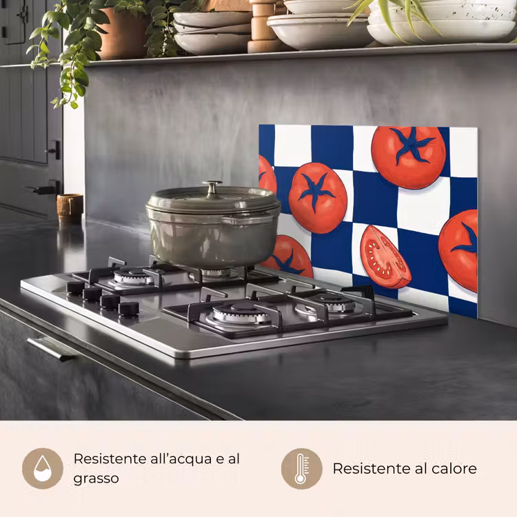 Paraschizzi cucina - Cibo - Pomodori - Cucina - Illustrazione - Rosso-Blu — 2