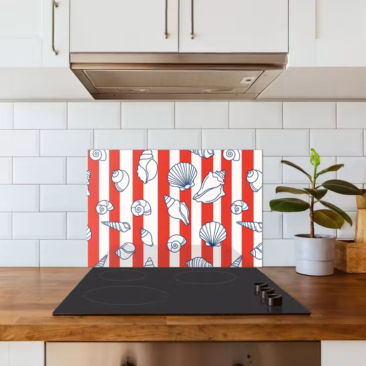 Paraschizzi cucina - Conchiglia - Animali marini - Estate - Illustrazione - Rosso - Blu — 3
