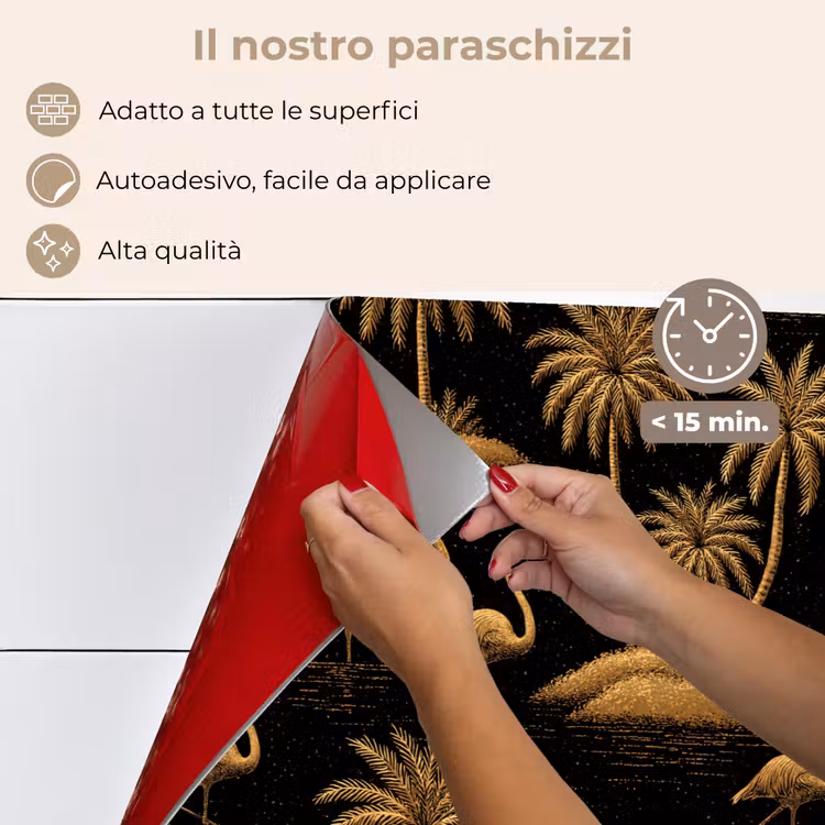 Paraschizzi cucina - Fenicottero - Palme - Tropicale - Oro - Nero — 4