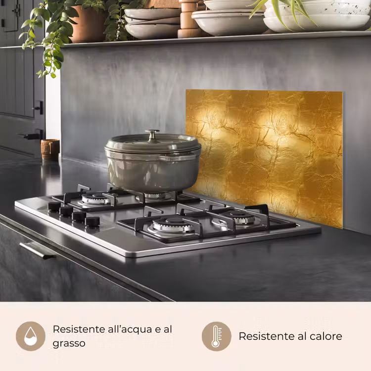 Paraschizzi cucina - Foglia d'oro - Vintage - Texture - Oro caldo — 2