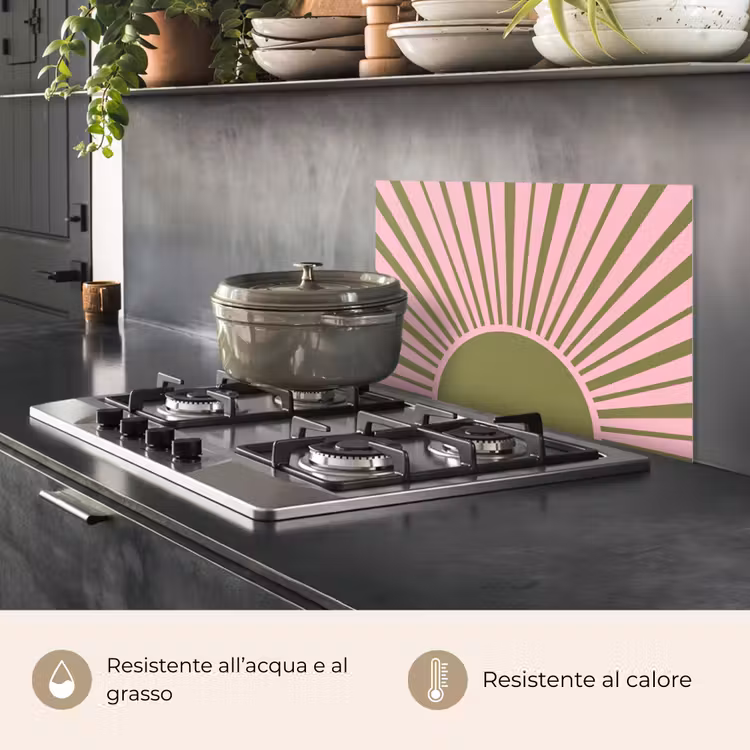 Paraschizzi cucina - Abstract - Raggi - Grafica - Rosa - Verde — 2