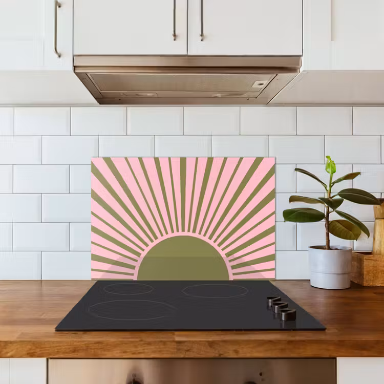 Paraschizzi cucina - Abstract - Raggi - Grafica - Rosa - Verde — 3