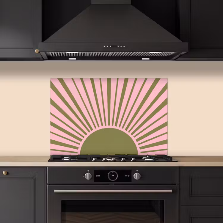 Paraschizzi cucina - Abstract - Raggi - Grafica - Rosa - Verde — 5