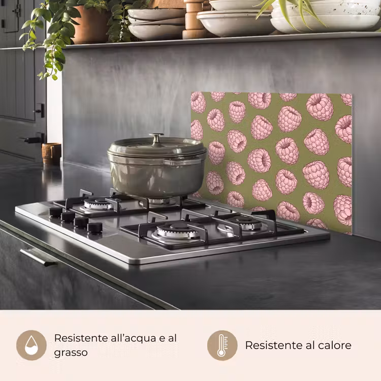 Paraschizzi cucina - Cibo - Motivo - Illustrazione - Rosa - Verde — 2
