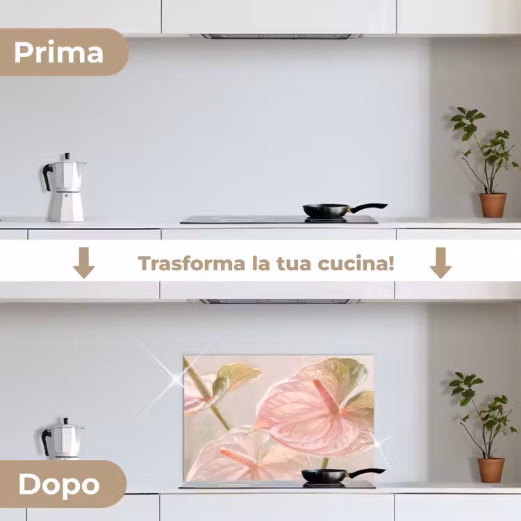 Paraschizzi cucina - Fiori - Pastello - Astratto - Natura - Verde — 7