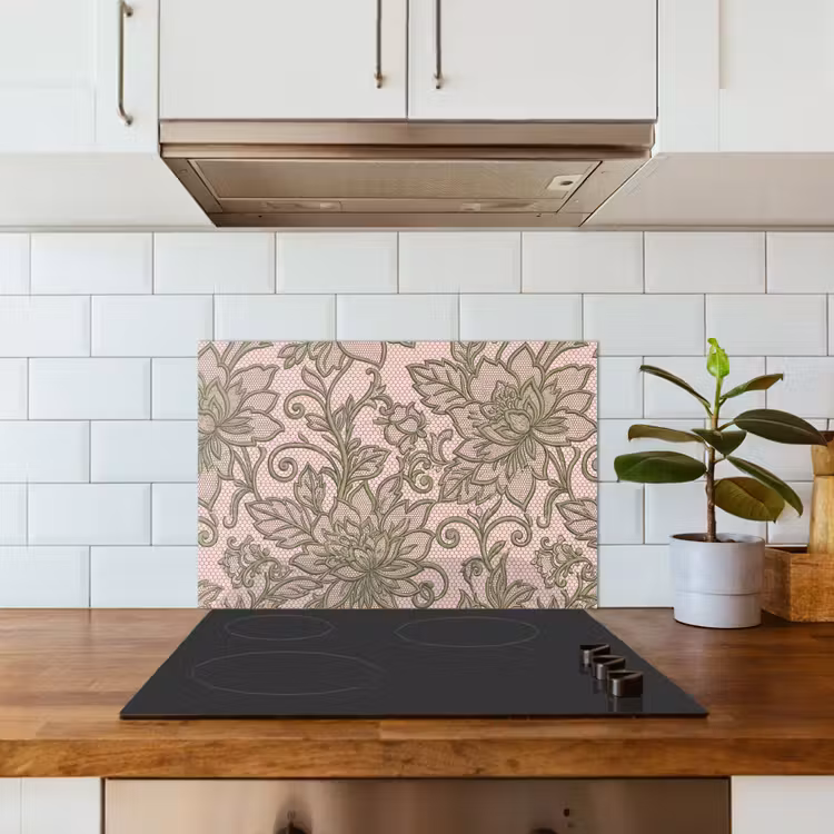 Paraschizzi cucina - Fiori - Pizzo - Motivo - Classico - Verde — 3