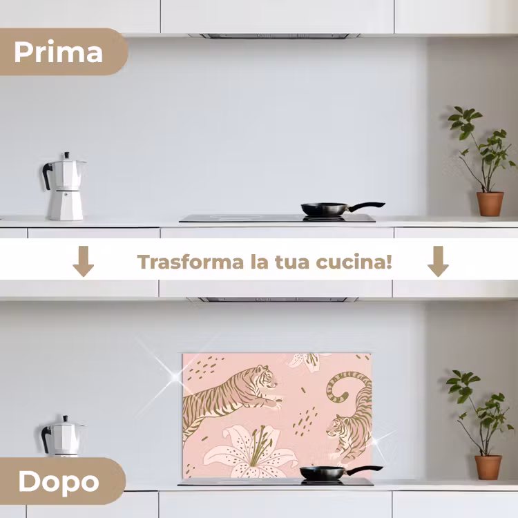 Paraschizzi cucina - Gatto - Che salta - Fiori - Astratto - Rosa — 7