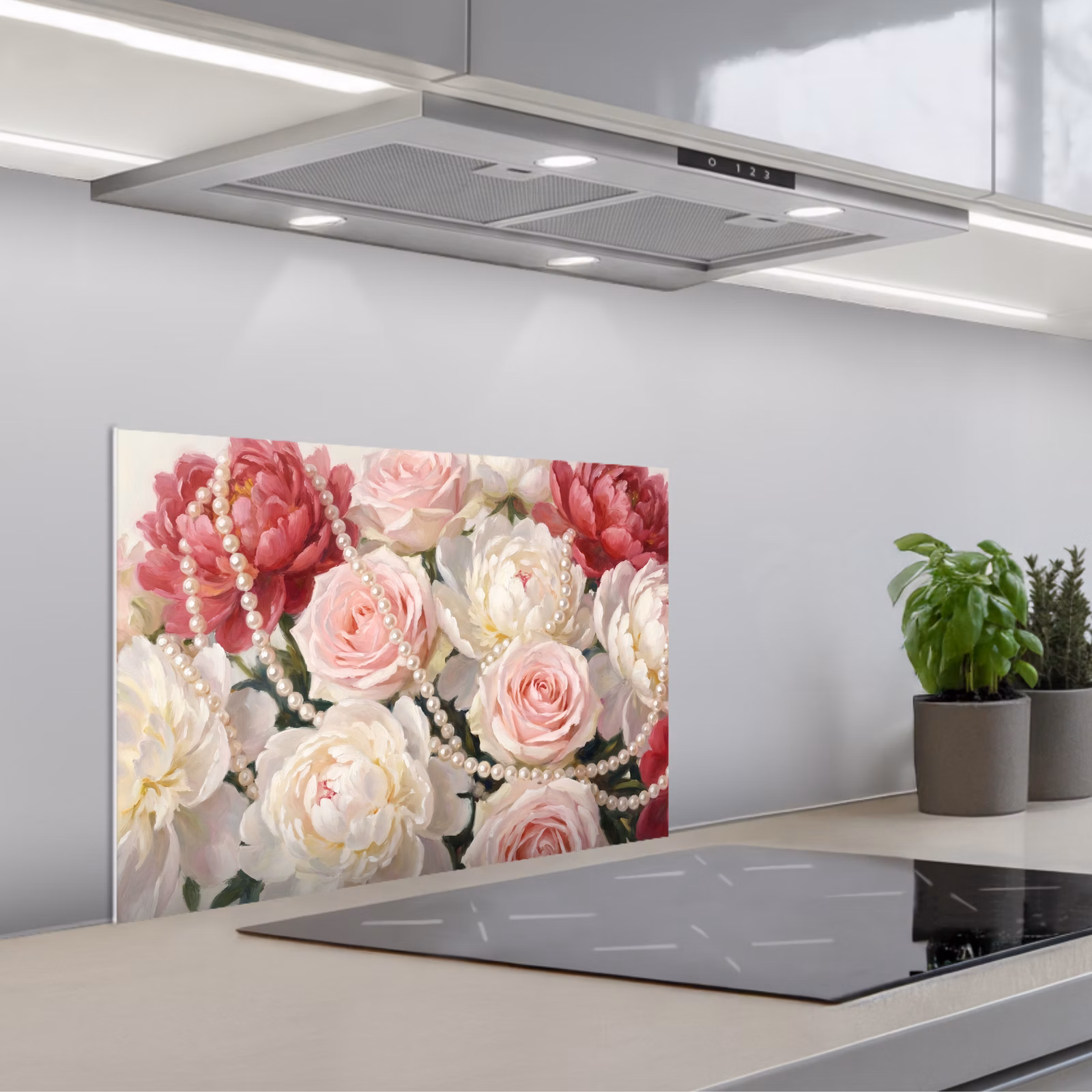Paraschizzi cucina - Fiori - Perle - Romanticismo - Classico - Rosa — 1