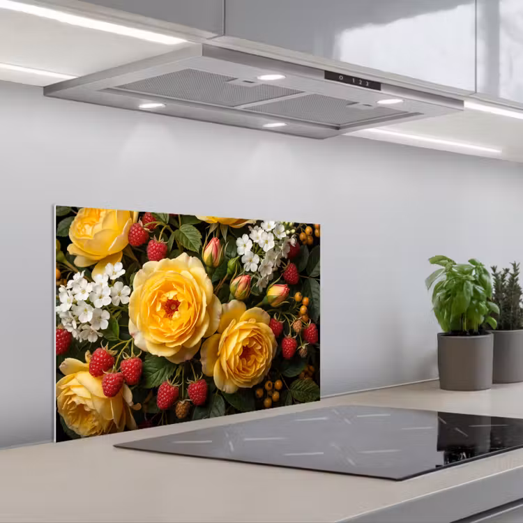 Paraschizzi cucina - Fiori - Mazzo - Natura - Classico - Giallo — 1