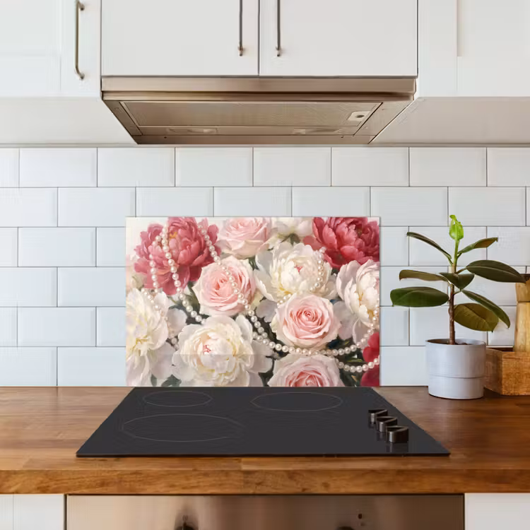 Paraschizzi cucina - Fiori - Perle - Romanticismo - Classico - Rosa — 3