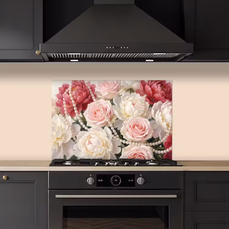 Paraschizzi cucina - Fiori - Perle - Romanticismo - Classico - Rosa — 5