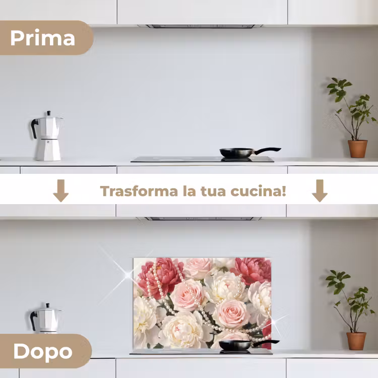 Paraschizzi cucina - Fiori - Perle - Romanticismo - Classico - Rosa — 7