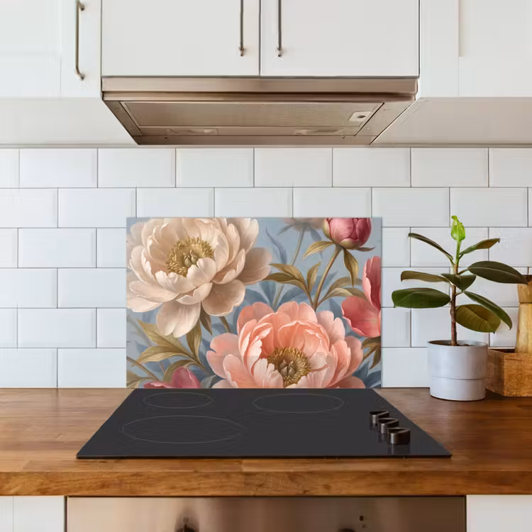 Paraschizzi cucina - Fiori - Rosa - Beige - Moderno - Natura — 3