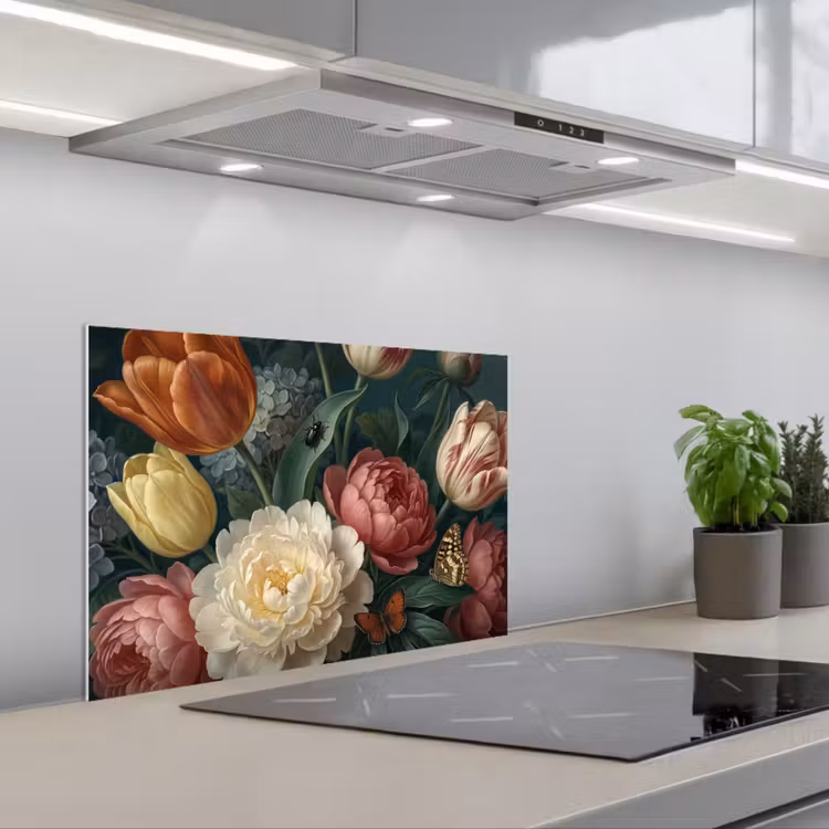 Paraschizzi cucina - Fiori - Mazzo - Natura - Classico - Scuro — 1