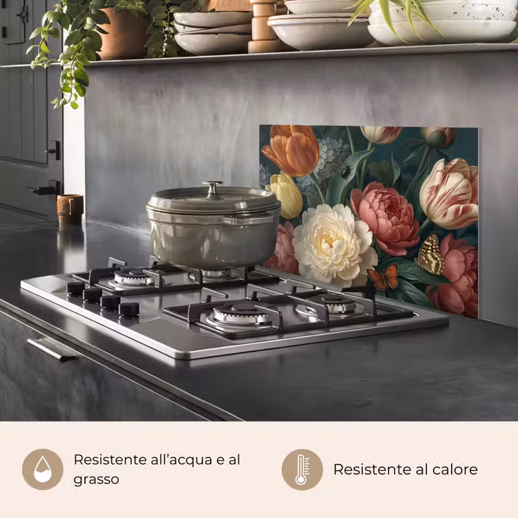 Paraschizzi cucina - Fiori - Mazzo - Natura - Classico - Scuro — 2