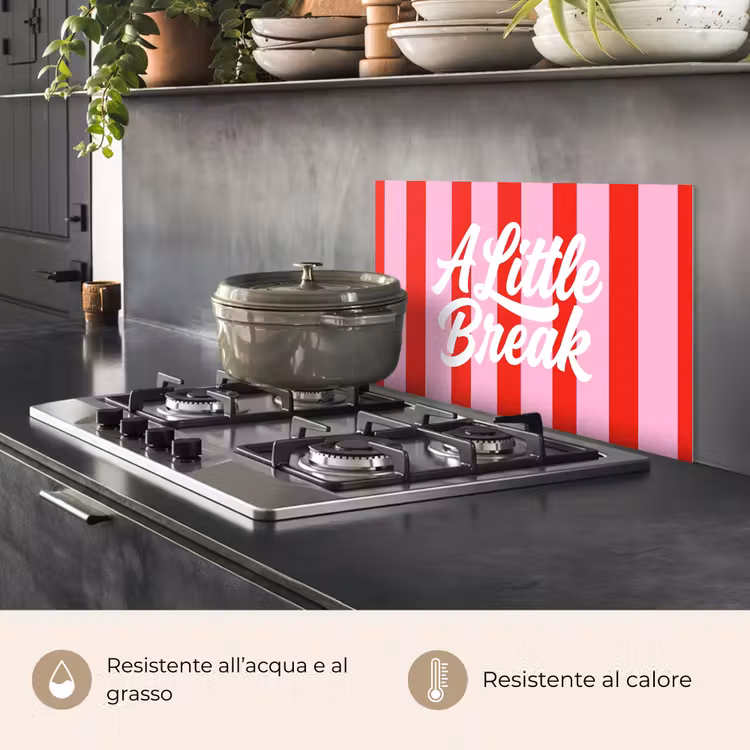 Paraschizzi cucina - A Little Break - A righe - Rosso - Rosa — 2