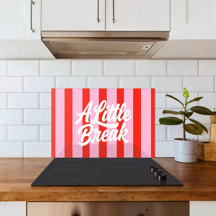 Paraschizzi cucina - A Little Break - A righe - Rosso - Rosa — 3