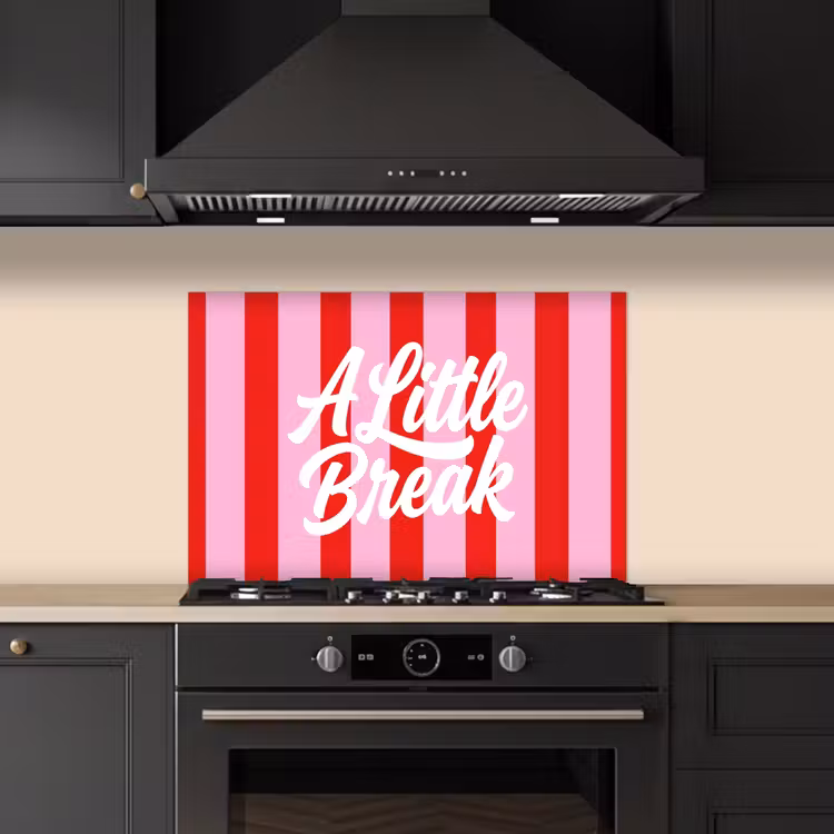 Paraschizzi cucina - A Little Break - A righe - Rosso - Rosa — 5
