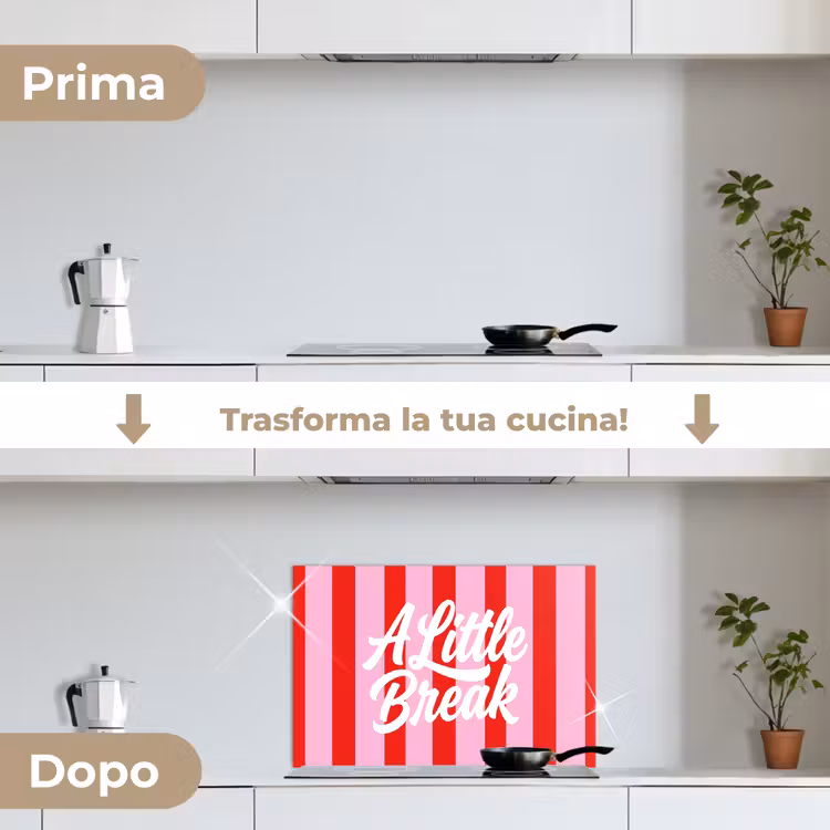 Paraschizzi cucina - A Little Break - A righe - Rosso - Rosa — 7