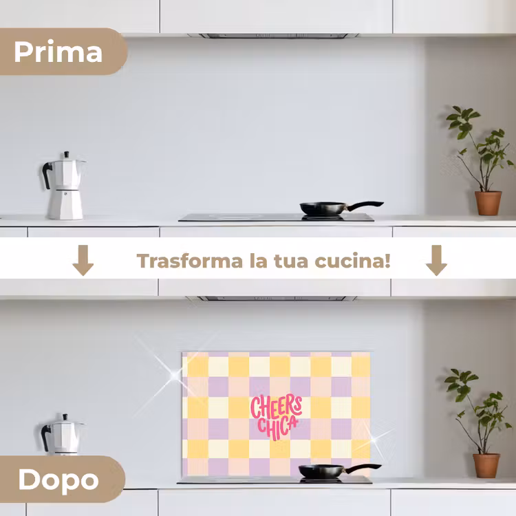 Paraschizzi cucina - Cheers Chica - A quadretti - Lilla - Giallo — 7