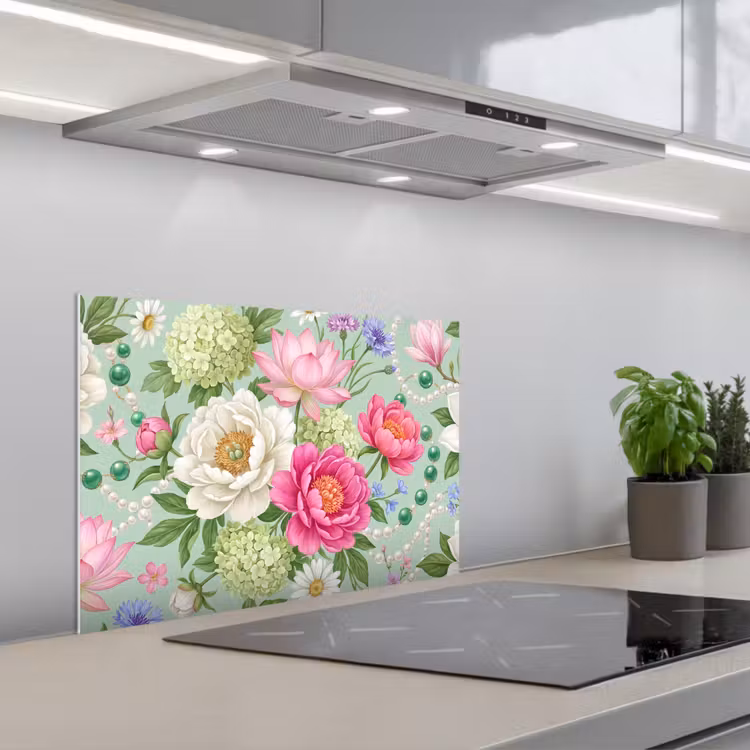 Paraschizzi cucina - Fiori - Motivo - Botanico - Verde — 1