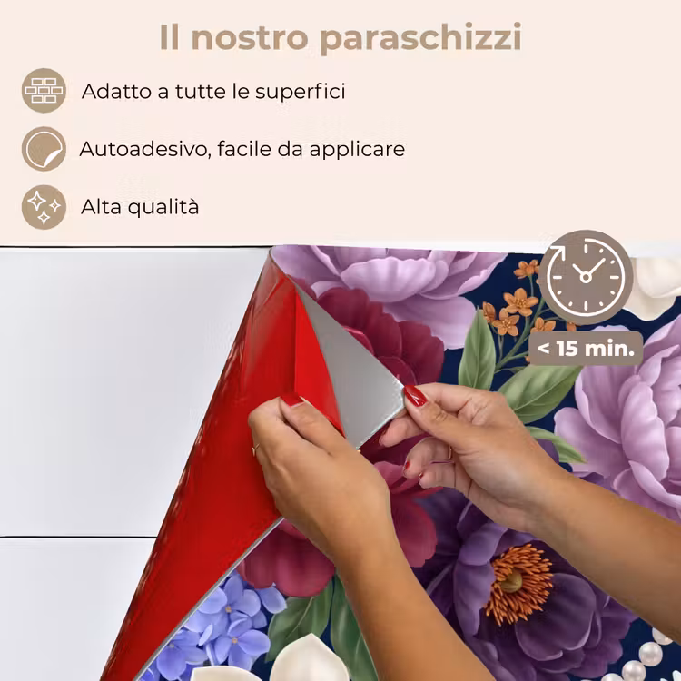 Paraschizzi cucina - Fiori - Perle - Decorazioni - Moderno - Blu — 4