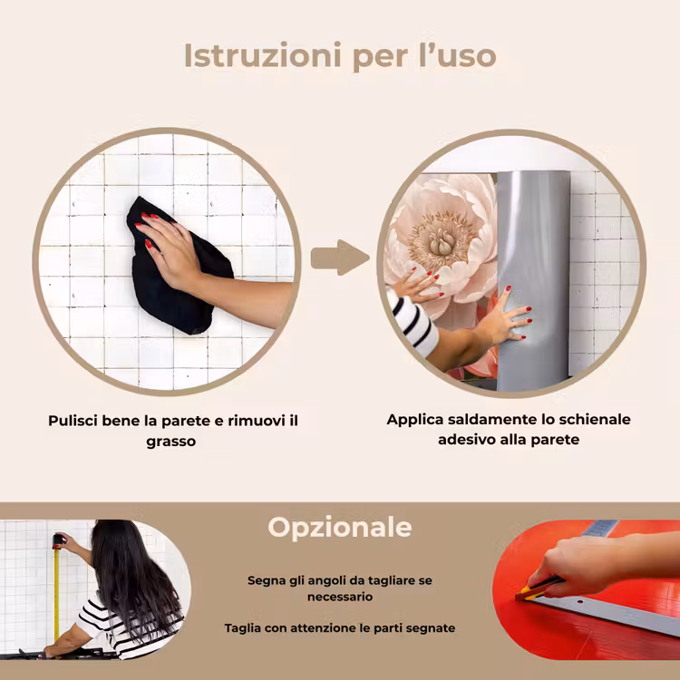 Paraschizzi cucina - Fiori - Perle - Elegante - Rosa - Bianco — 6