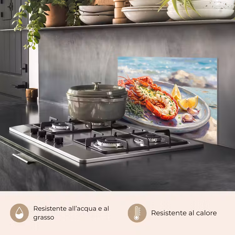 Paraschizzi cucina - Cibo - Mare - Costa - Moderno - Blu — 2
