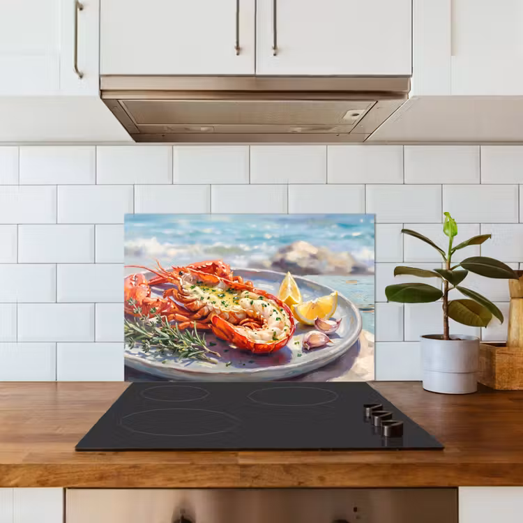 Paraschizzi cucina - Cibo - Mare - Costa - Moderno - Blu — 3
