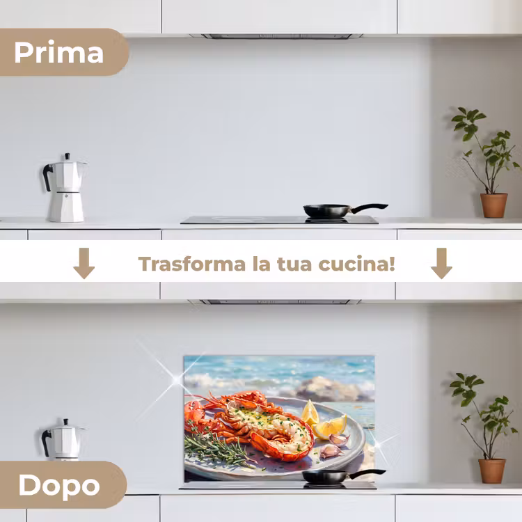 Paraschizzi cucina - Cibo - Mare - Costa - Moderno - Blu — 7