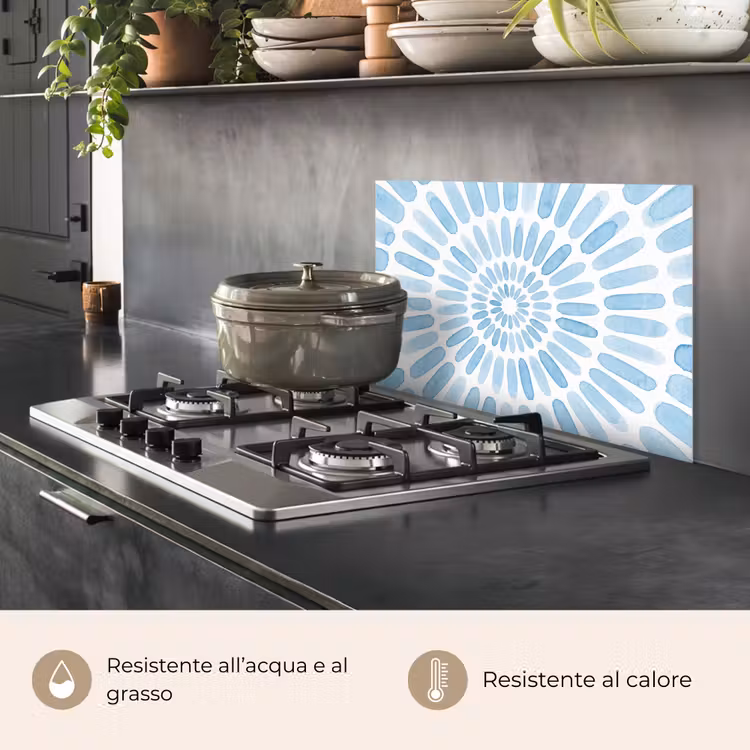 Paraschizzi cucina - Abstract - Forme - Arte - Acquerello - Blu — 2