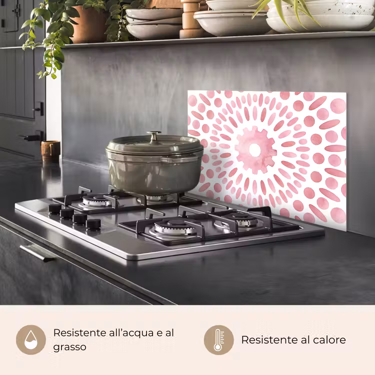 Paraschizzi cucina - Abstract - Forme - Motivo - Acquerello - Rosa — 2