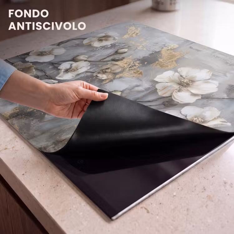 Protezione piano induzione - Fiori - Bianco - Grigio - Oro - Lusso — 6