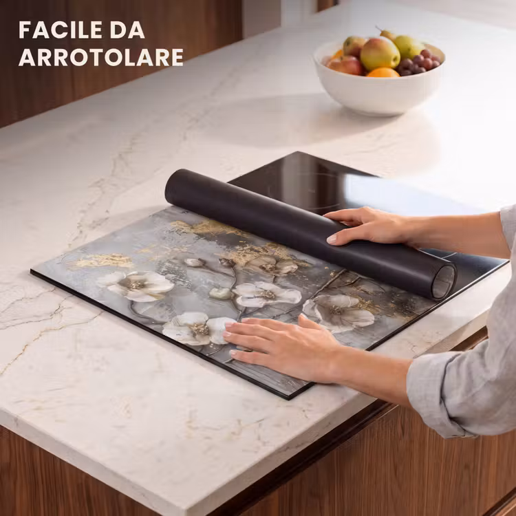 Protezione piano induzione - Fiori - Bianco - Grigio - Oro - Lusso — 7
