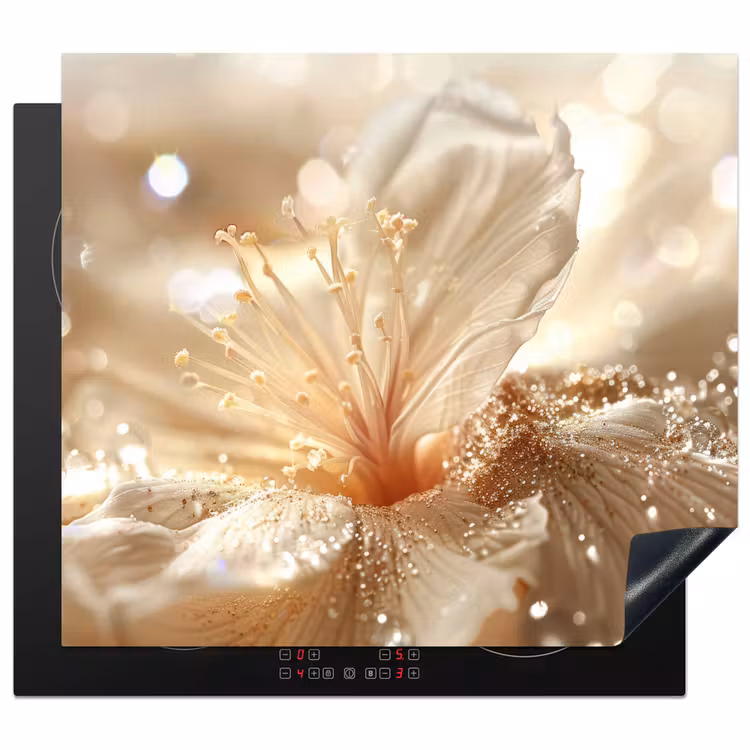 Protezione piano induzione - Fiore - Bianco - Glitter - Oro - Moderno — 1