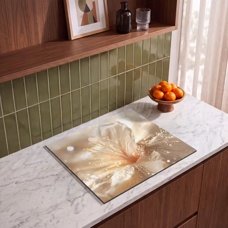 Protezione piano induzione - Fiore - Bianco - Glitter - Oro - Moderno — 4