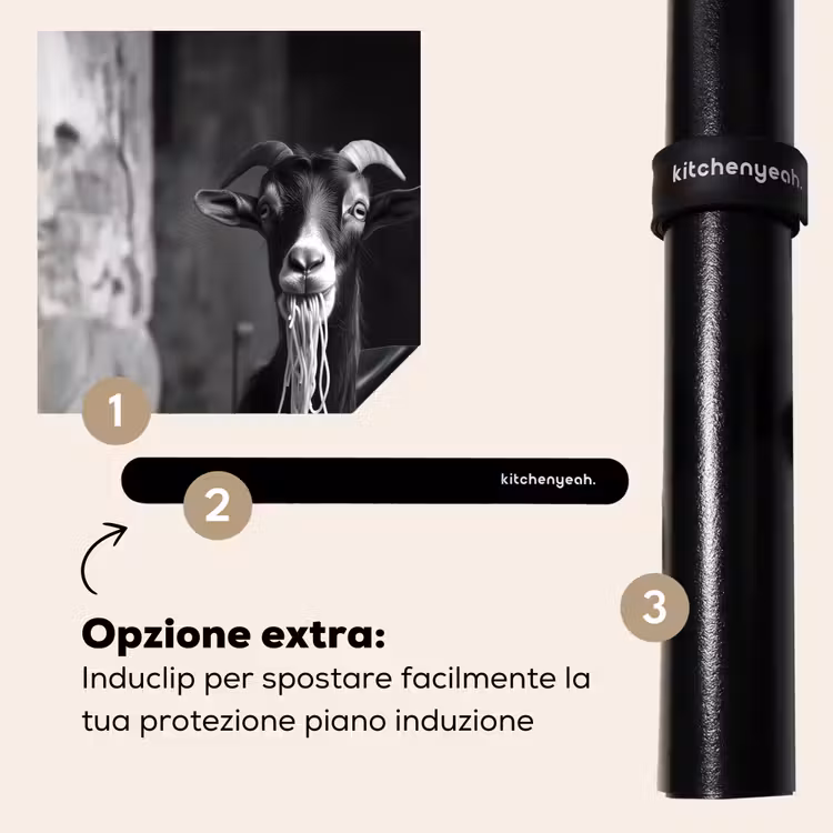 Protezione piano induzione - Capra - Piatto - Spaghetti - Bianco e nero — 8
