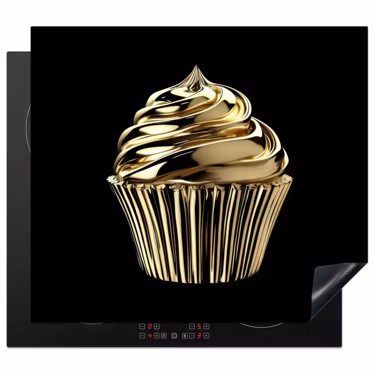 Protezione piano induzione - Cupcake - Cibo - Oro - Nero — 1